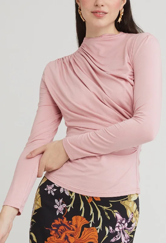 Machine-washable women's topsGathered Detail Mock Neck Top