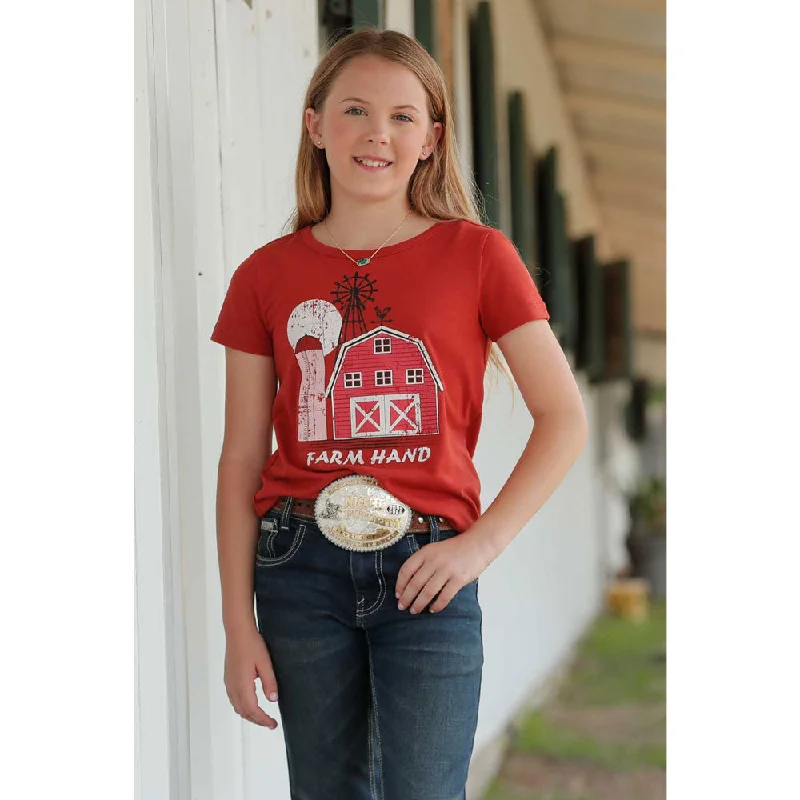Pastel women's topsCTK8910001 Cruel Girl Girls' Ranch Hand Short Sleeve Tee - Red