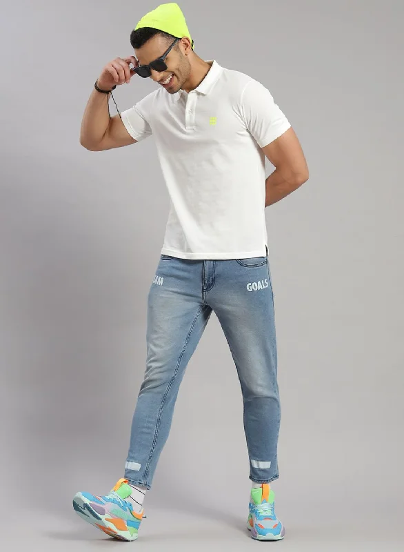 short-sleeved shirts for men that are trending on social mediaMen Off White Solid T-Shirt
