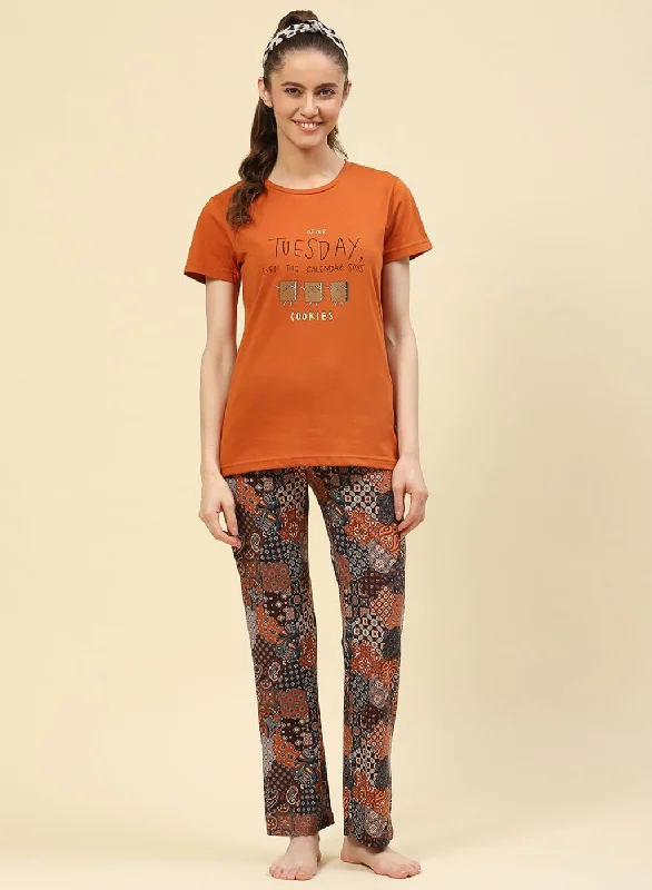 Skater women's skirtsWomen Brown Printed Lower Set