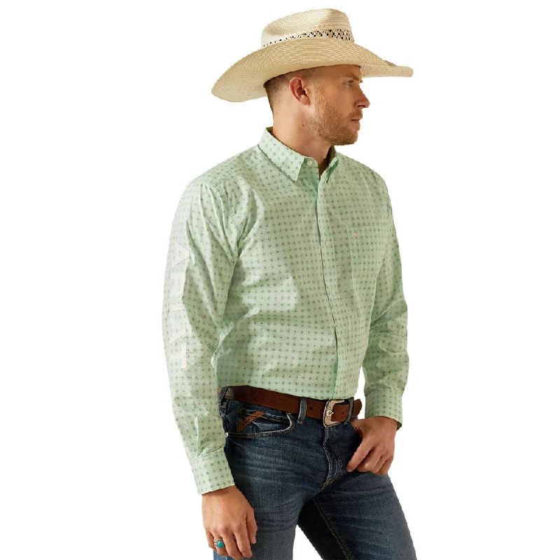 Camo print women's tops10054733 Ariat Men's Team Pierson Classic Fit Long Sleeve Shirt - Light Green/White
