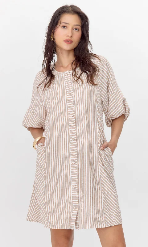Sleeveless dresses for womenKyra Stripe Button Front Mini Dress