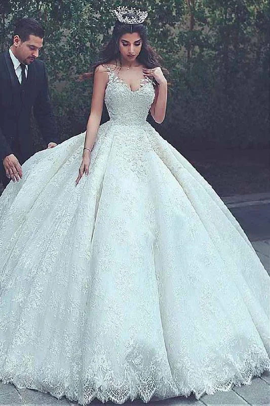Silk dresses for womenRoycebridal Gorgeous Ball Gown V-neck Lace Appliques Wedding Dresses, Bridal Gown, MW770