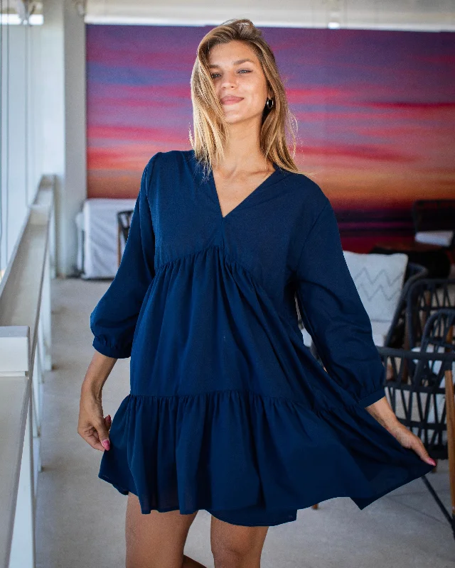 Transitional dresses for in-between seasonsMorgan Dress - Navy Cotton