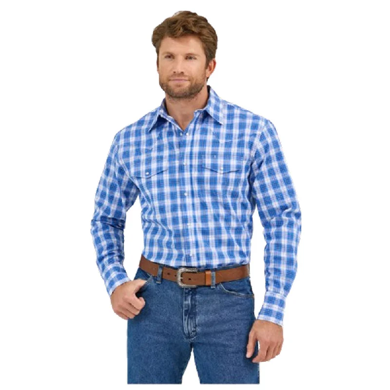 Transitional women's tops112359472 Wrangler Men's Wrinkle Resist Classic Fit Long Sleeve Snap Shirt -  Blue
