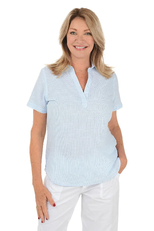Maternity women's topsPinstripe Button-Back Blouse
