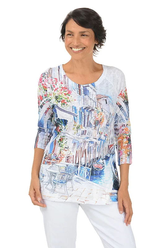 Leather-look women's topsPetite Venice Sequin Pocket Knit Top