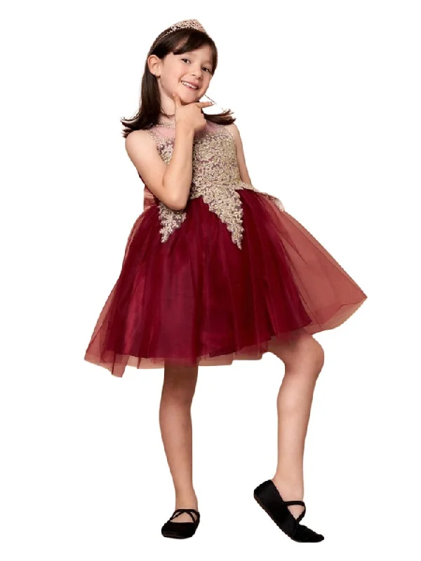 Striped dresses for womenBig Girls Burgundy Embroidered Illusion Neckline Junior Bridesmaid Dress 8-18