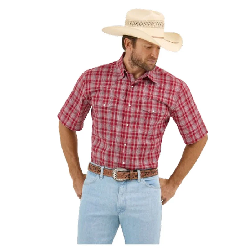 Handmade women's tops112359508 Wrangler Men's Wrinkle Resist Classic Fit Short Sleeve Snap Shirt -  Red