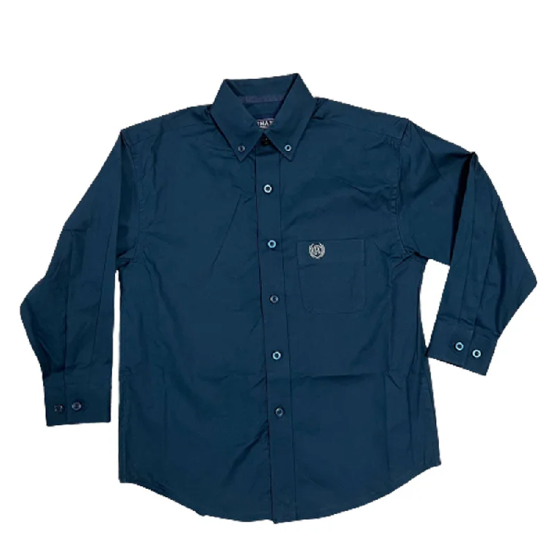 Cardigan-style women's topsPSBSODR07S-N Panhandle Select Boy's Long Sleeve Western Shirt- Navy