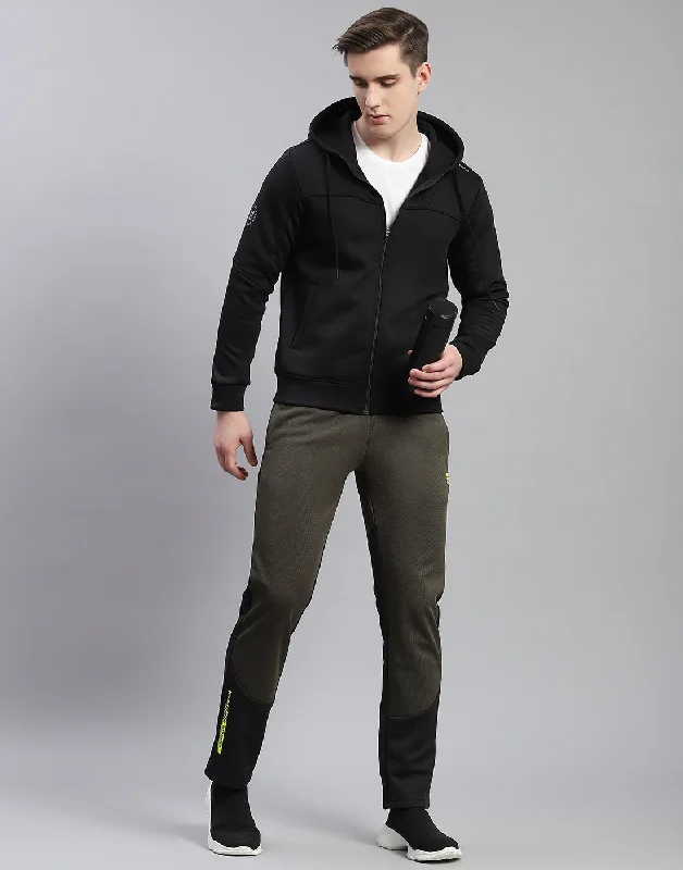 men's quick-dry shirtsMen Black Self Design Hooded Full Sleeve Sweatshirt