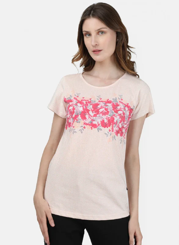 High-low hem dresses for womenWomens Off White & Peach Printed Lower Set