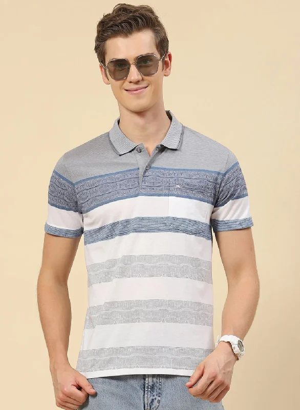 where to buy short-sleeved men's shirts onlineMen Blue Stripe T-Shirt