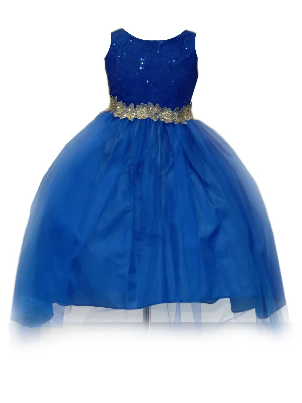 Batwing sleeve dresses for womenBig Girls Royal Blue Sequin Bodice Hi Low Junior Bridesmaid Dress 8-16