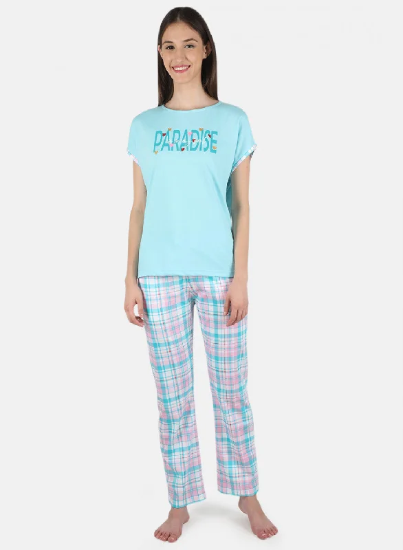 Elegant women's pantsWomen Blue Printed Lower Set