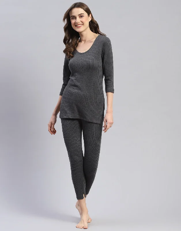 Festive women's dresses for holidaysWomen Grey Solid Thermal Lower