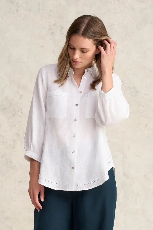 High-street women's topsEssential Linen Shirt - White