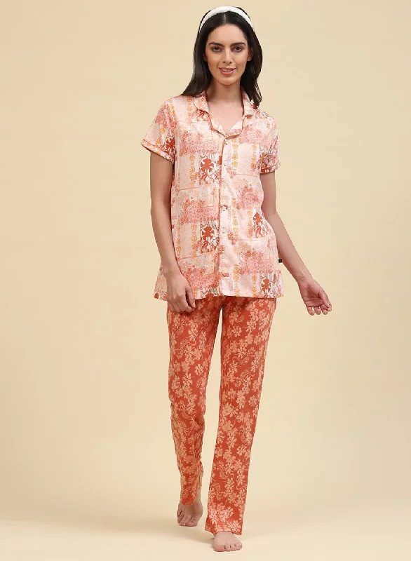 Thermal women's trousersWomen Cream Printed Lower Set