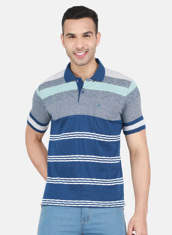 short-sleeved shirts for men on saleMen Blue Stripe T-Shirt