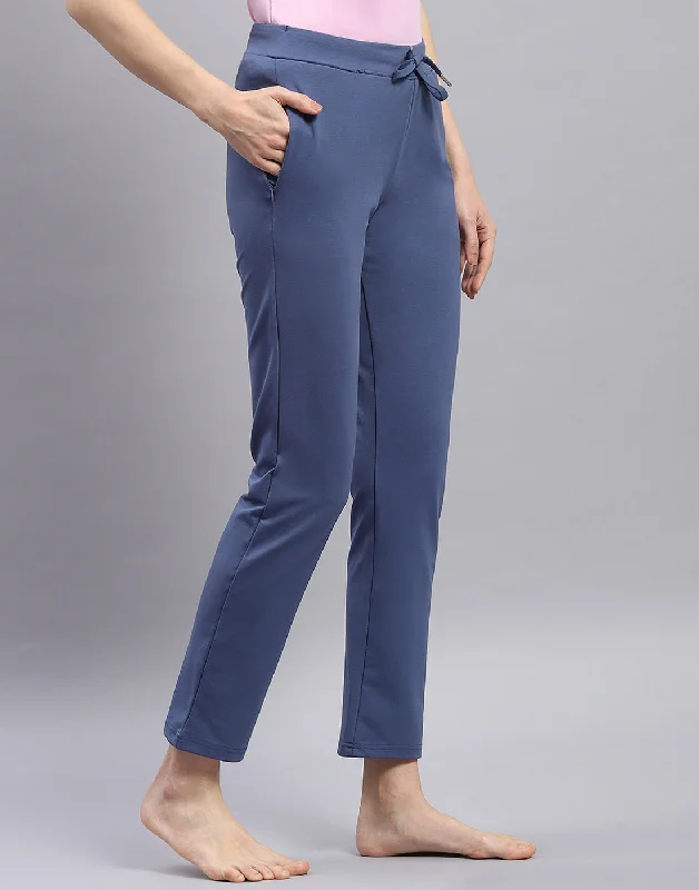 Eco-friendly women's pantsWomen Navy Blue Solid Regular Fit Lower