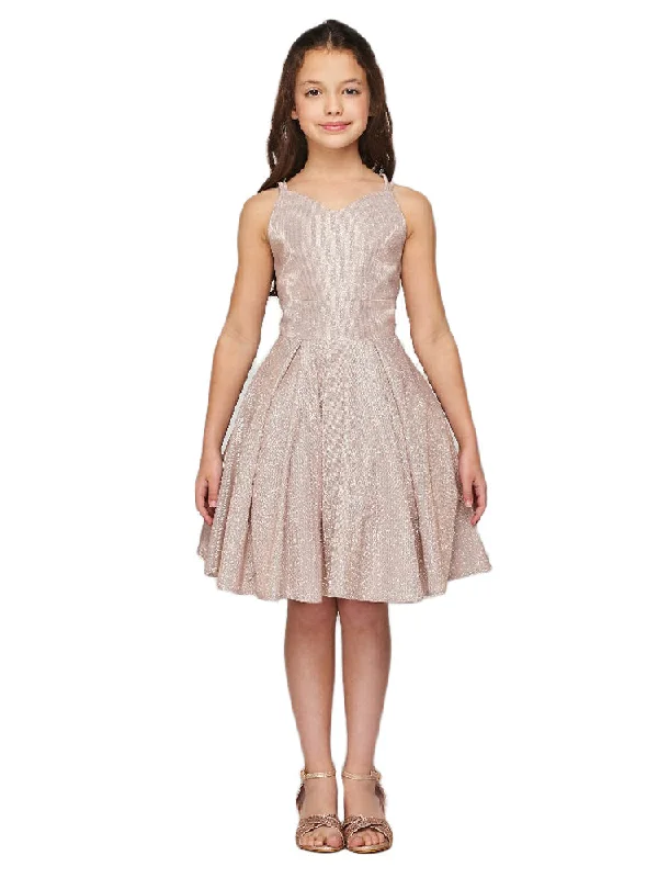 Transitional dresses for in-between seasonsGirls Multi Color Glitter Metallic Double Strap Junior Bridesmaid Dress 4-14