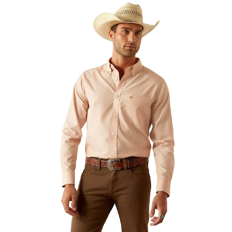 Navy blue women's tops10054660 Ariat Men's Wrinkle Free Solid Fitted Long Sleeve Shirt - Light Brown