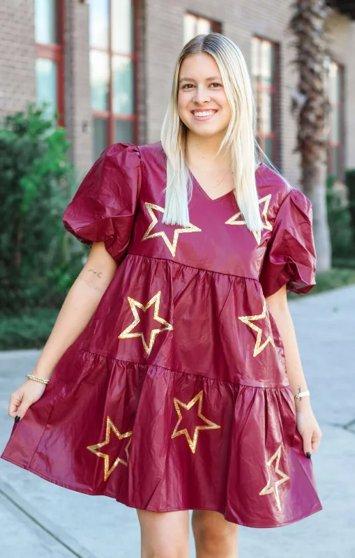 Sheath dresses for womenThe Faux Leather Starry Mini (Garnet)