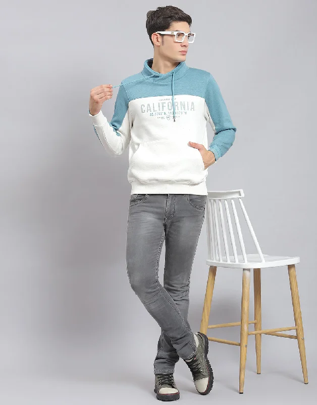 men's sports shirts for cold weatherMen Blue Printed F Neck Full Sleeve Sweatshirt