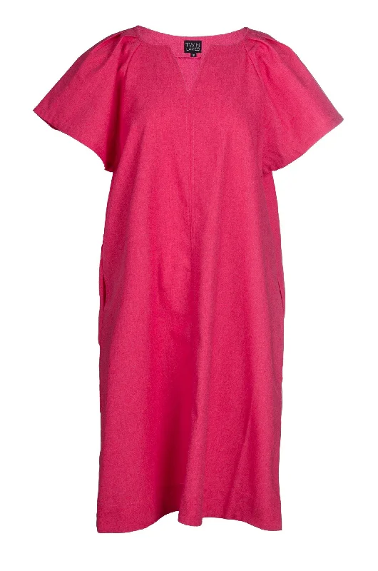 Handmade dresses for unique fashion statementsCotton Linen Blend Dress | CERISE | 6778A1