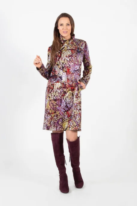 Sheer women's topsPolka Dot Pattern Long Sleeve Mock Neck Tunic