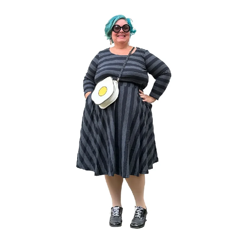 Wrap dresses for womenCotton Jersey Circle Skirt in charcoal grey stripe