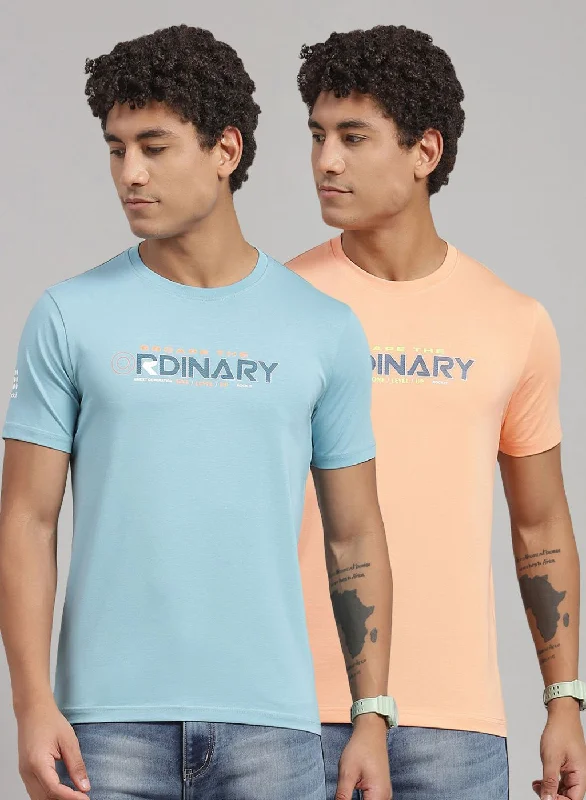 how to wash short-sleeved men's shirtsMen Peach Printed T-Shirt 2 Pc