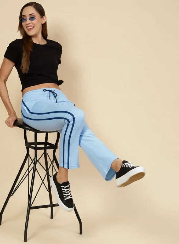 Striped women's leggingsWomen Sky Blue Regular Fit Lower
