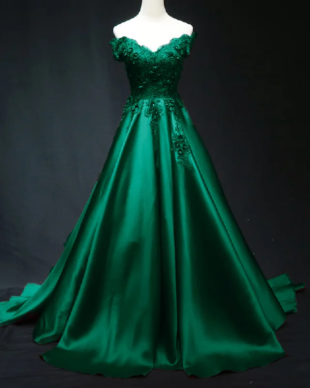 Midi dresses for womenFashion Off the Shoulder Emerald Green Formal Dress Long.Lace Wedding Party Dress for Women PL0814