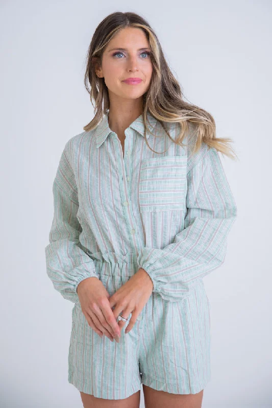 Vintage women's skirtsStripe Seersucker Romper