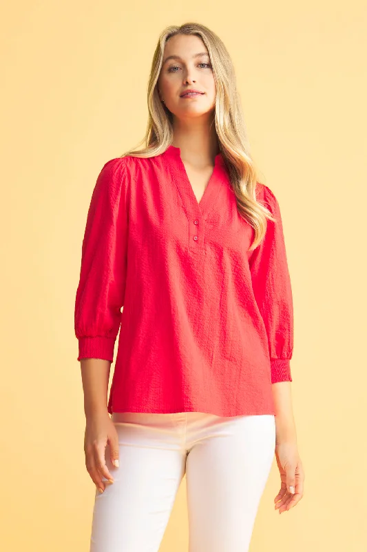 Local artisan women's topsCotton Blouse - Hibiscus