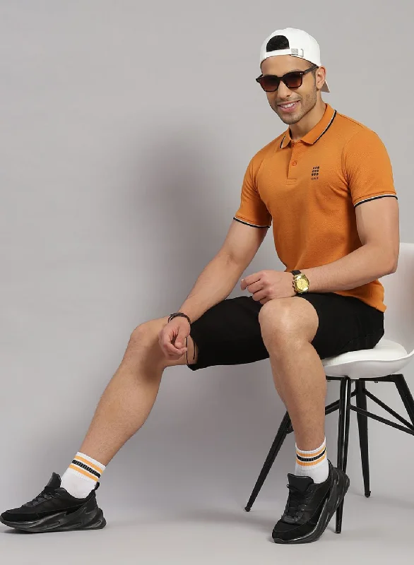 laundry tips for keeping short-sleeved men's tops looking newMen Camel Brown Solid T-Shirt