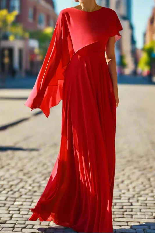 Strapless dresses for womenNew Arrival Red A-Line Floor Length Chiffon Mother of the Bride Dress