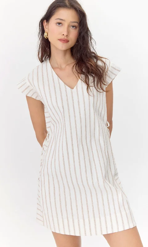 Checkered dresses for womenJoanna Textured Stripe Side Tie Mini Dress