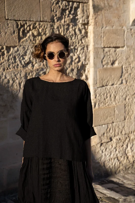Petite dresses for womenAdelina Slip Black - Cotton & Silk