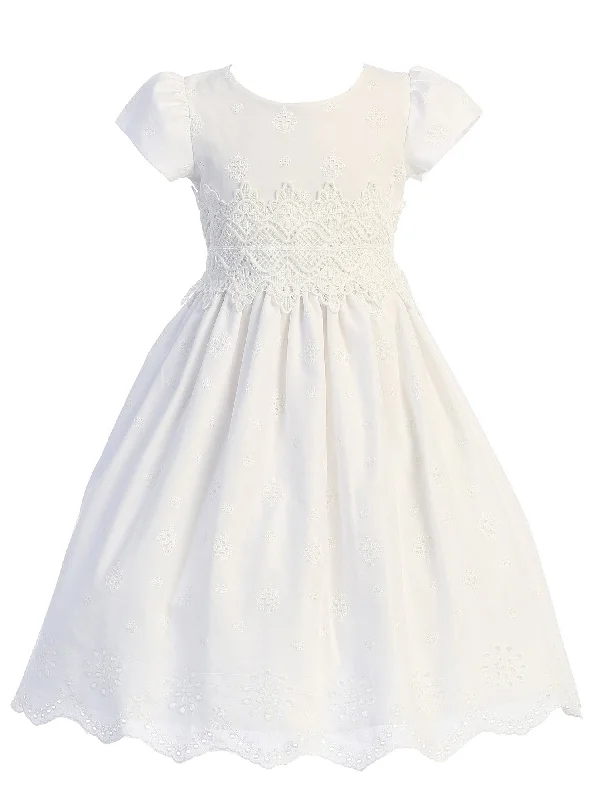 Chiffon dresses for womenGirls White Cotton Eyelet Communion Dress 6-12