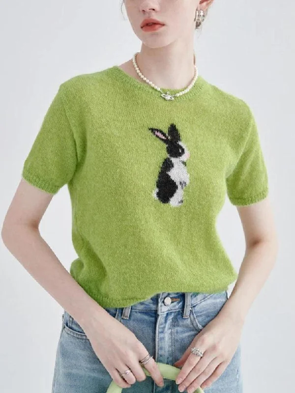 Statement women's topsSoft Girl Rabbit Knitted Top