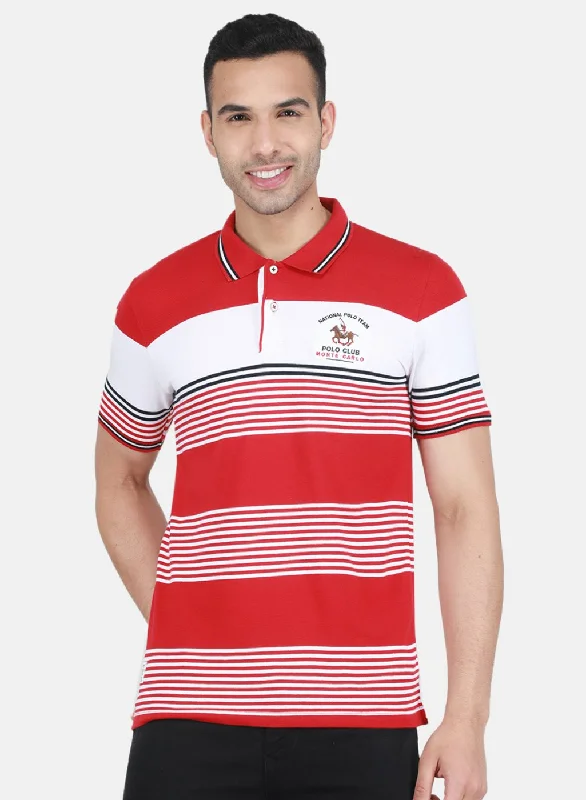 short-sleeved shirts for men that look great with sneakersMen Red Jaquard T-Shirt