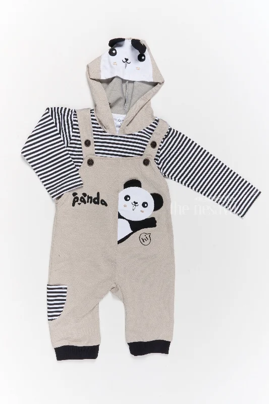 Velvet dresses for winterInfant Photoshoot Dress Cotton Panda Romper with Striped Shirt and Hood