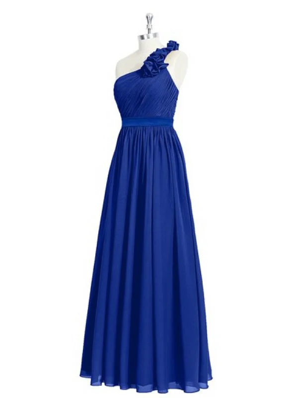 Low-cut dresses for womenOne Shoulder Royal Blue Beautiful Floor Length Bridesmaid Dresses