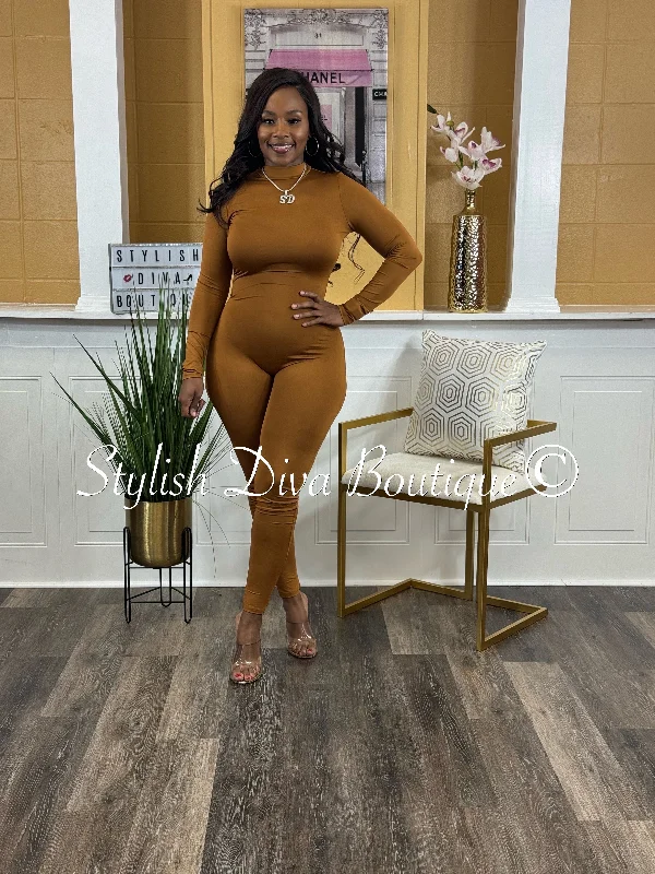 Sheath dresses for womenEyes On You L/S Jumpsuit (Dark Camel)