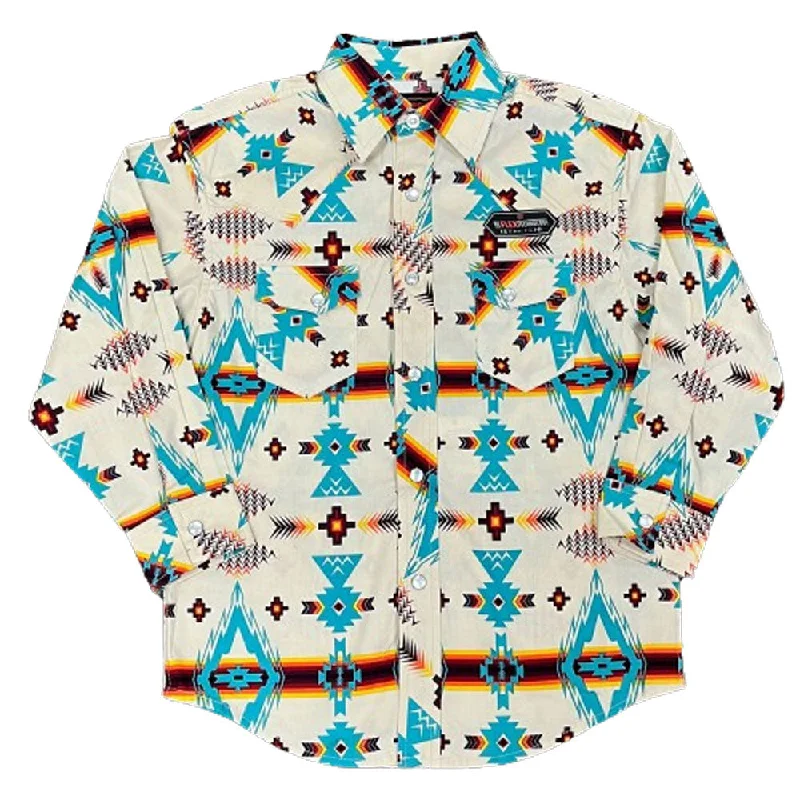 Lightweight women's topsBBN2S03952 Rock & Roll Boys' Long Sleeve Dale Brisby Aztec Snap Shirt