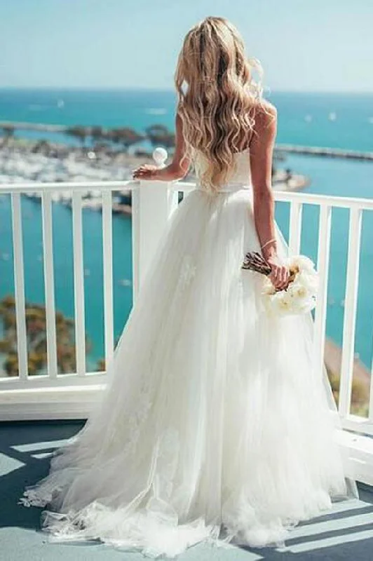 Checkered dresses for womenRoycebridal Gorgeous Tulle A-line Spaghetti Straps Wedding Dress With Lace Appliques, MW115