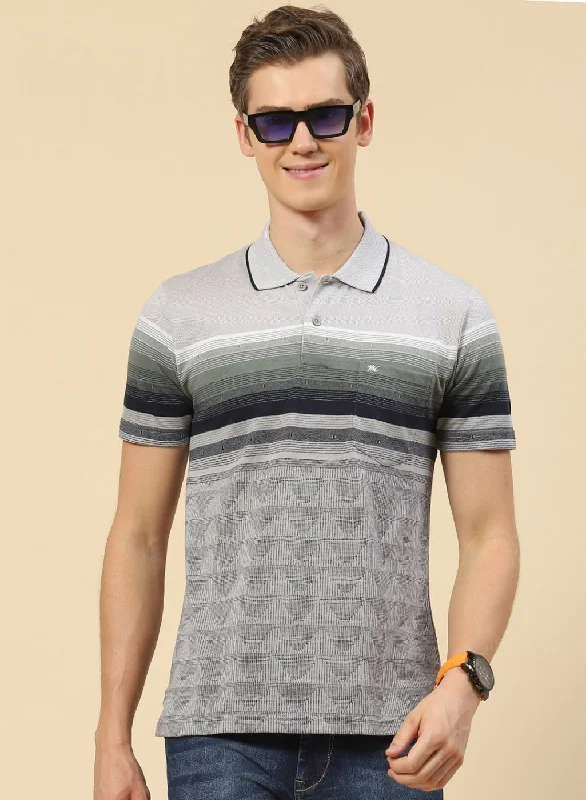 upcoming trends in short-sleeved men's shirtsMen Grey Stripe T-Shirt