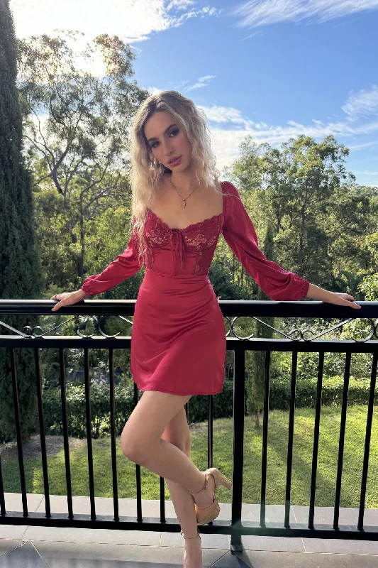 Godet dresses for womenEmerson Mini Dress - Red